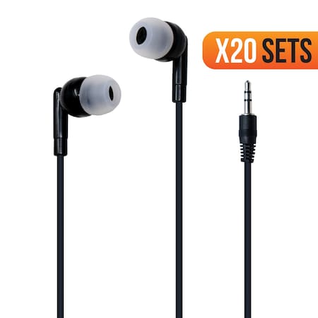 Digital Energy IE36 Earphones, Noise Canceling, Black, 20PK DEFT-1737